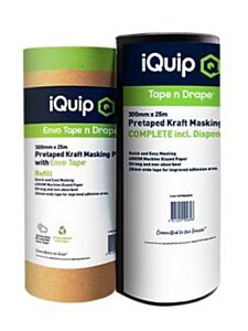 9341229104874 | iQuip Pretaped Kraft Masking Paper Dispenser with Envo Tape 300mm x 25m