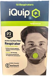 9341229105390 | iQuip Dust + Mist Mask with Valve P2 Carbon 10pk